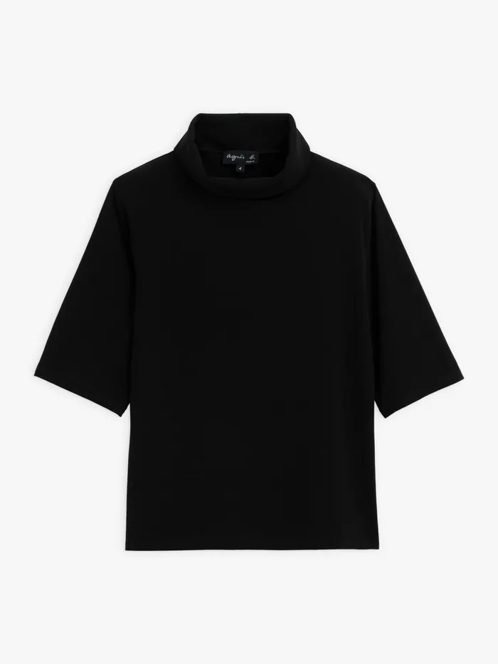 Women Agns B Tshirts and Tank Tops Black High Neck Moree Top
