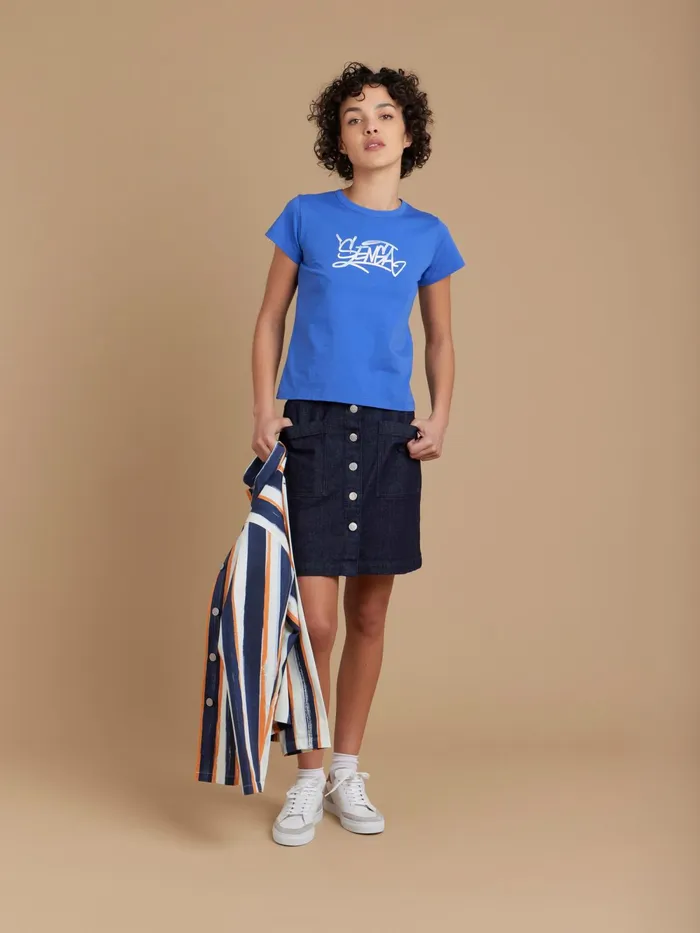 Women Agns B Tshirts and Tank Tops Blue Cotton Brando Tshirt Artist Jonone