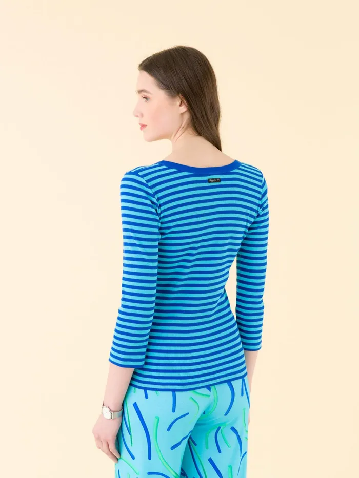 Women Agns B Tshirts and Tank Tops Blue Pilat Cotton Jersey Tshirt