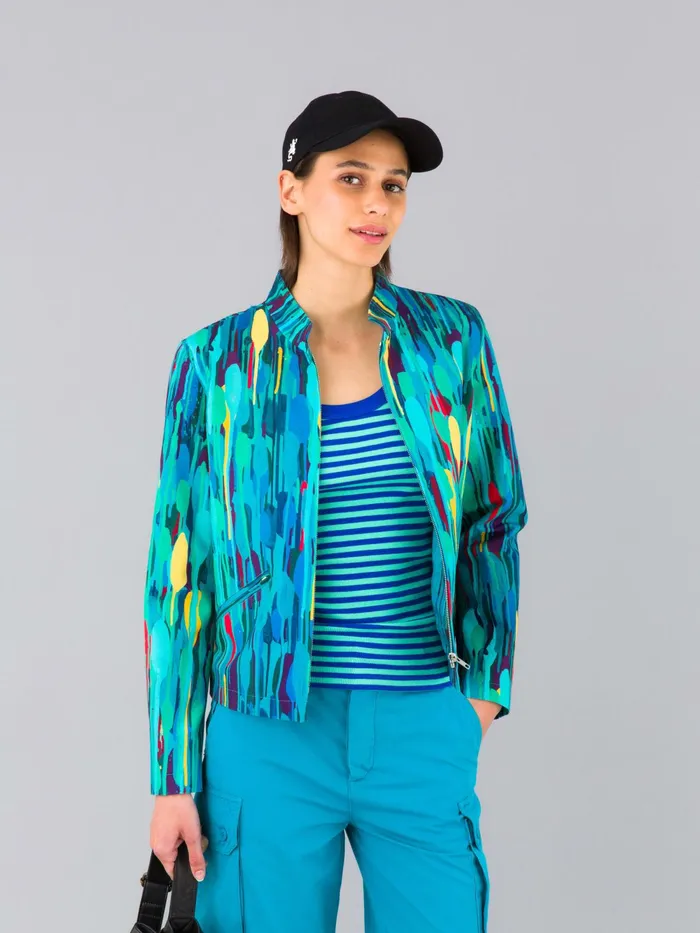 Women Agns B Tshirts and Tank Tops Green And Blue Ribbed Cotton Jersey Iguane Top