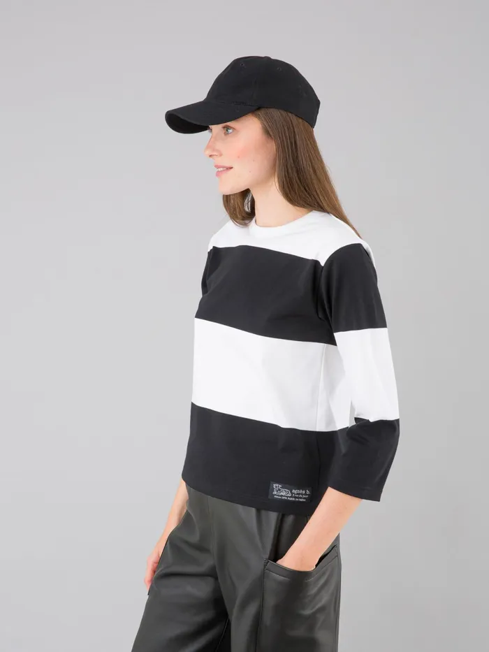Women Agns B Tshirts and Tank Tops Lil Cool Tshirt With 34length Sleeves And Wide Stripes