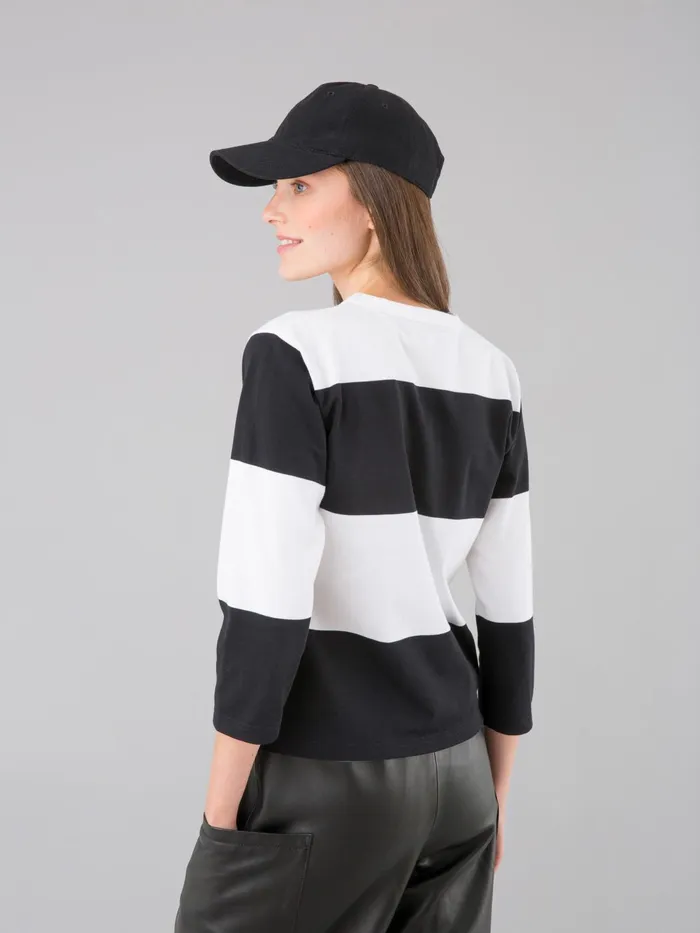 Women Agns B Tshirts and Tank Tops Lil Cool Tshirt With 34length Sleeves And Wide Stripes
