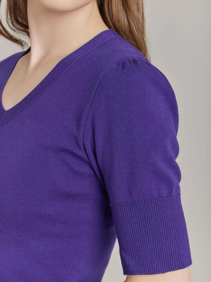 Women Agns B Tshirts and Tank Tops Purple Cotton Delha Tshirt