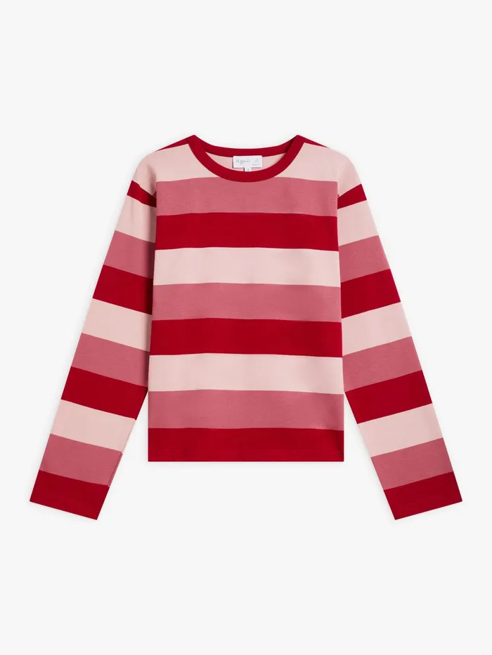 Women Agns B Tshirts and Tank Tops Red And Pink Cotton Jersey Striped Lil Cool Tshirt Women Agns B Tshirts and Tank Tops Red And Pink Cotton Jersey Striped Lil Cool Tshirt