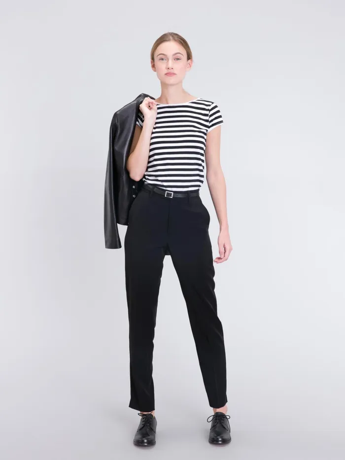 Women Agns B Tshirts and Tank Tops White And Black Australie Striped Tshirt