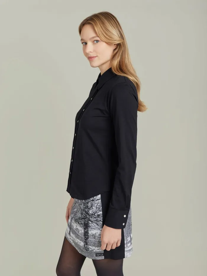 Women Agns B Tops and Shirts Black Cotton Jersey New Parmina Shirt