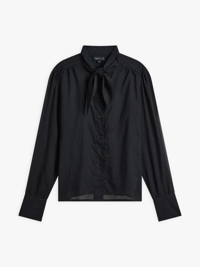 Women Agns B Tops and Shirts Black Cotton Voile Shirt