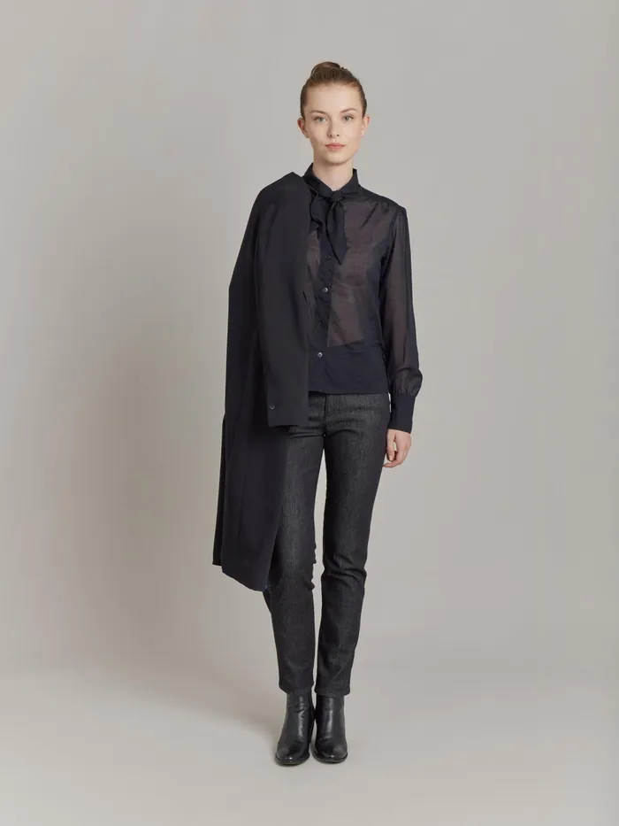 Women Agns B Tops and Shirts Black Cotton Voile Shirt