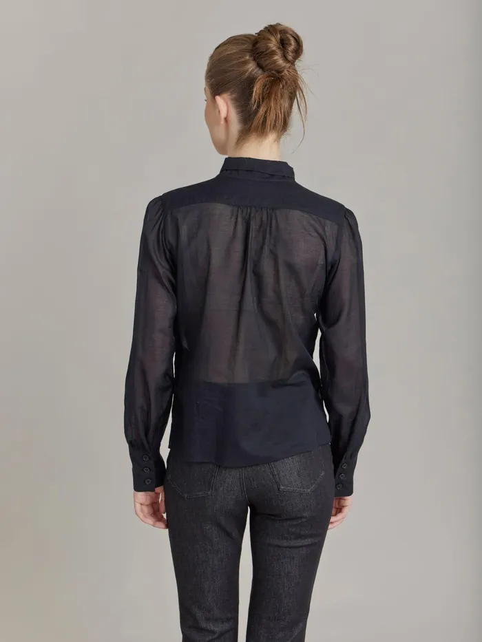 Women Agns B Tops and Shirts Black Cotton Voile Shirt
