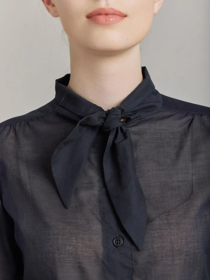 Women Agns B Tops and Shirts Black Cotton Voile Shirt