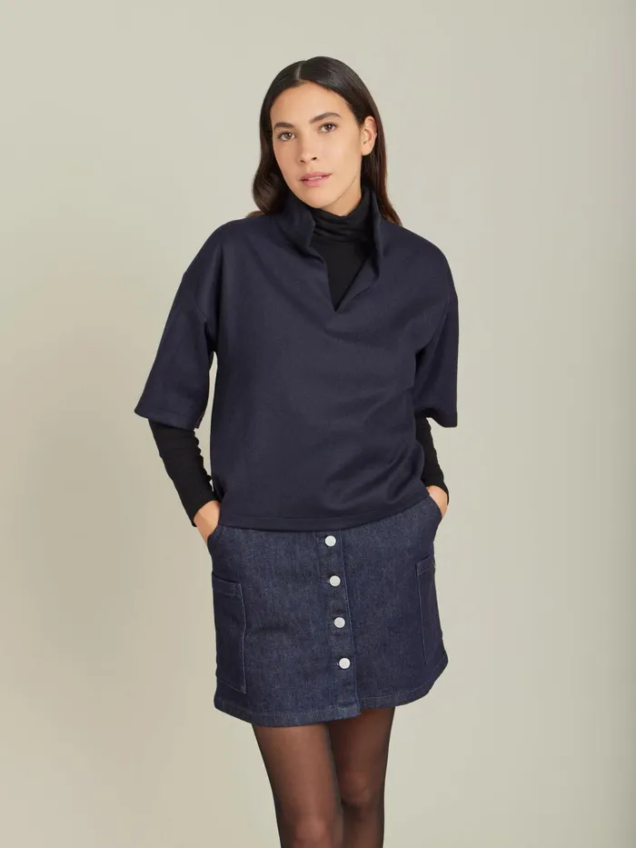 Women Agns B Tops and Shirts Blue Wool Flannel Top