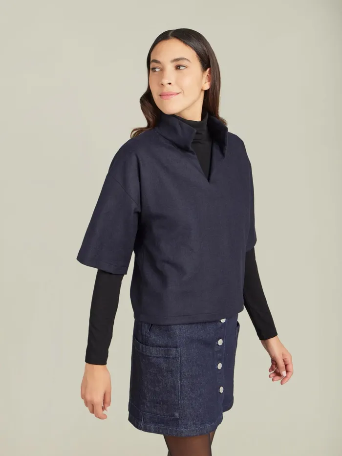 Women Agns B Tops and Shirts Blue Wool Flannel Top