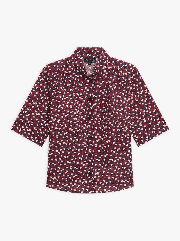 Women Agns B Tops and Shirts Cotton Heart Print Ginette Shirt