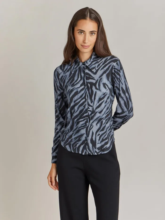 Women Agns B Tops and Shirts Grey Jersey Zebra Print Boys Boys Shirt