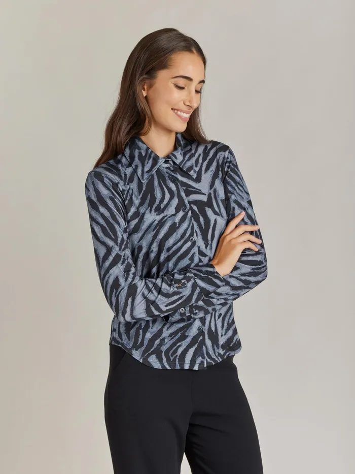 Women Agns B Tops and Shirts Grey Jersey Zebra Print Boys Boys Shirt