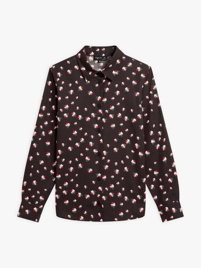 Women Agns B Tops and Shirts Red Cotton Geometric Print Jasmine Shirt