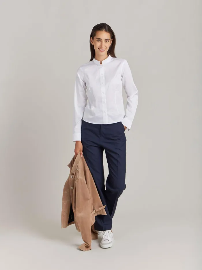 Women Agns B Tops and Shirts White Cotton Twill Shirt