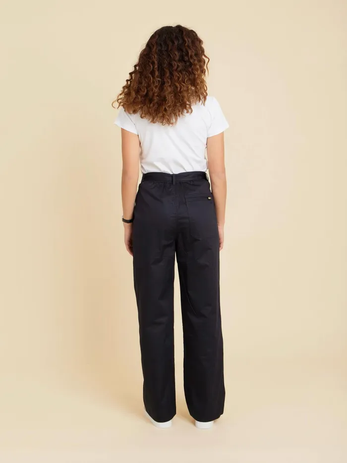 Women Agns B Trousers and Jeans Black Cotton Straight Work Trousers