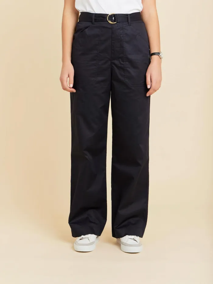 Women Agns B Trousers and Jeans Black Cotton Straight Work Trousers