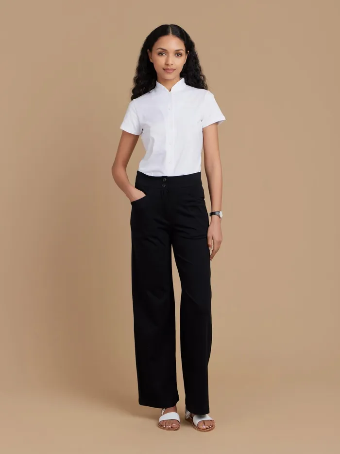 Women Agns B Trousers and Jeans Black Cotton Straight Yuca Trousers