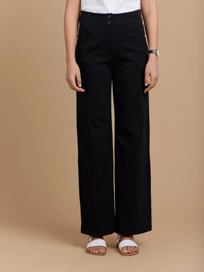 Women Agns B Trousers and Jeans Black Cotton Straight Yuca Trousers