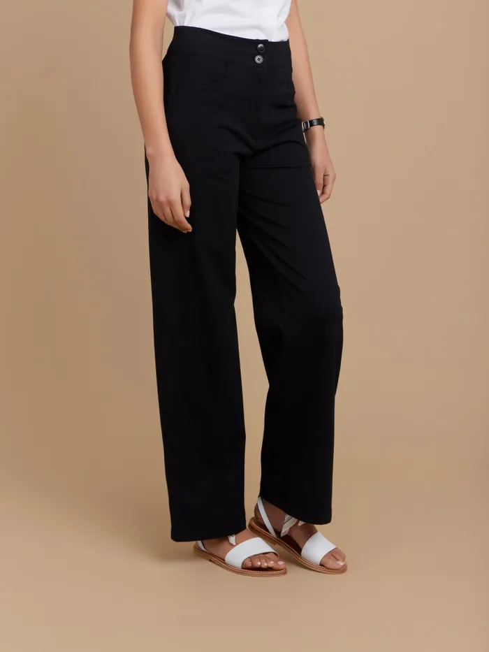 Women Agns B Trousers and Jeans Black Cotton Straight Yuca Trousers
