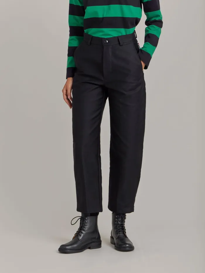 Women Agns B Trousers and Jeans Black Cotton Trousers X Dolmen