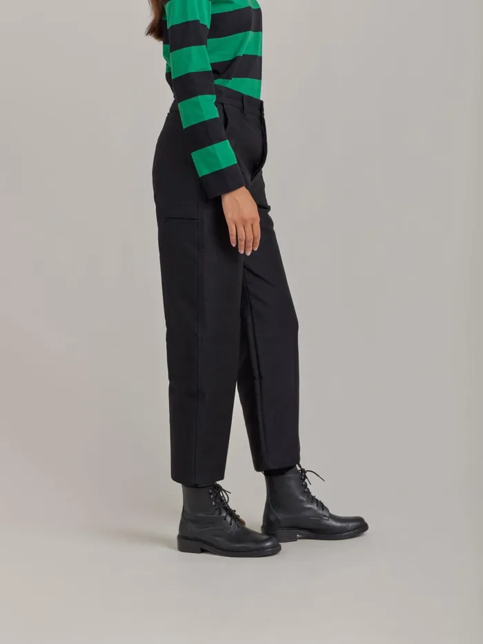 Women Agns B Trousers and Jeans Black Cotton Trousers X Dolmen