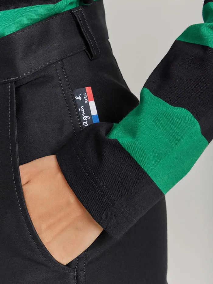 Women Agns B Trousers and Jeans Black Cotton Trousers X Dolmen