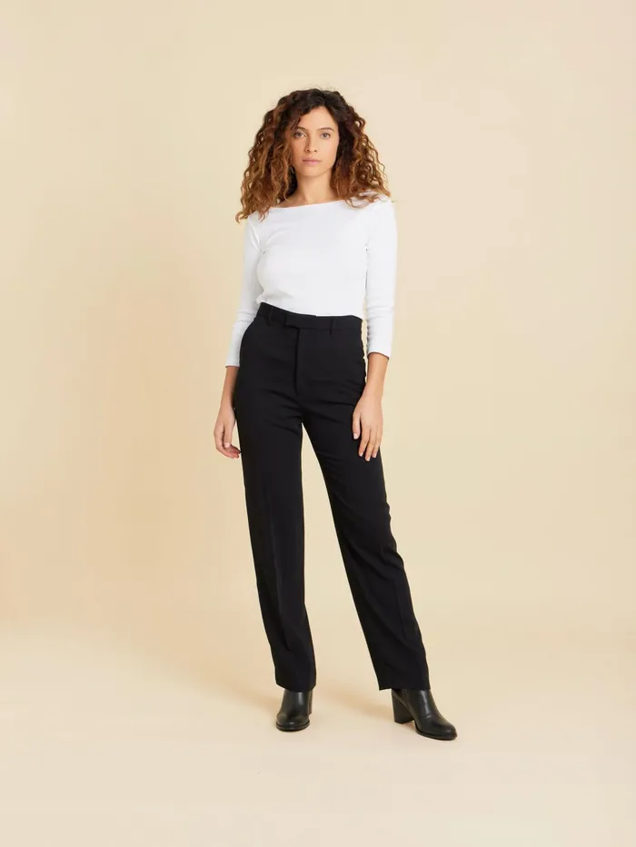 Women Agns B Trousers and Jeans Black Polyester Straight Ameline Trousers