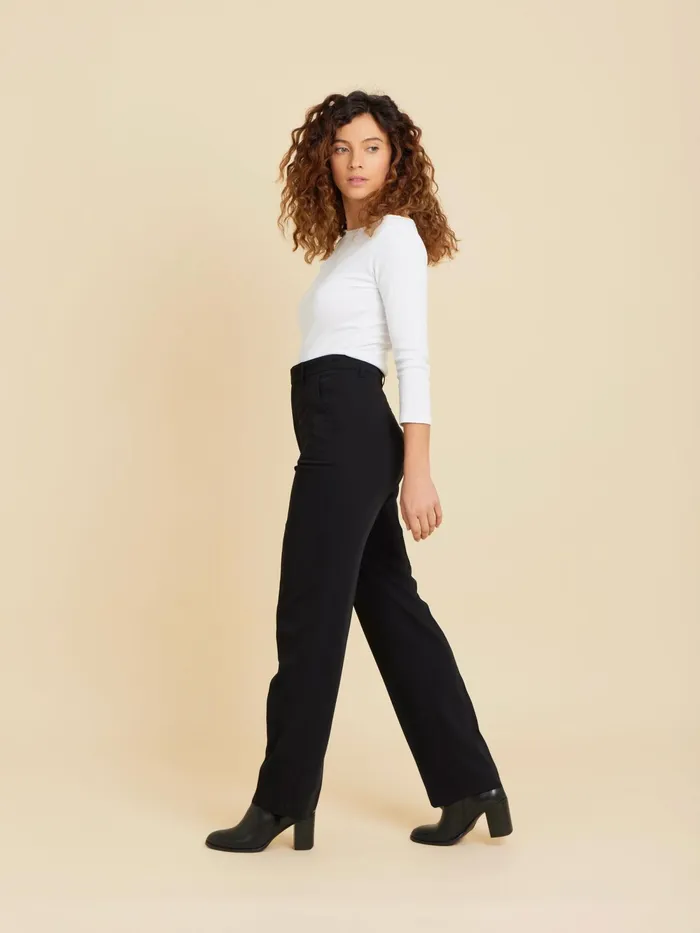 Women Agns B Trousers and Jeans Black Polyester Straight Ameline Trousers