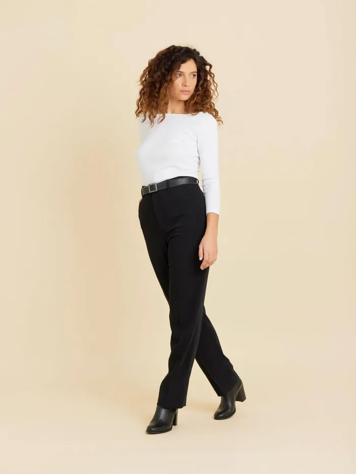 Women Agns B Trousers and Jeans Black Polyester Straight Ameline Trousers