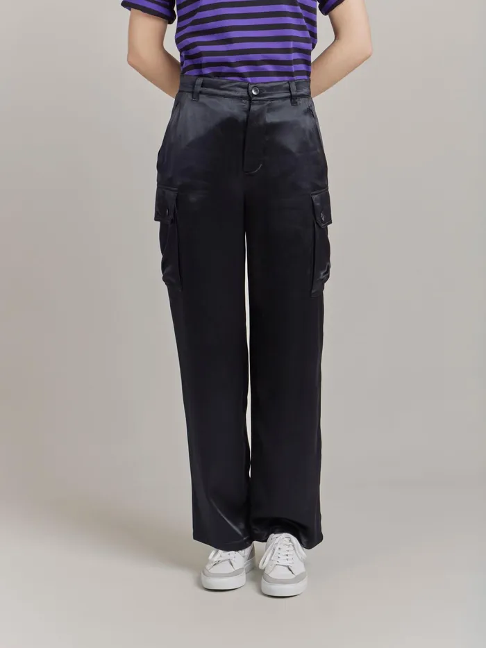 Women Agns B Trousers and Jeans Black Satin Combat Trousers