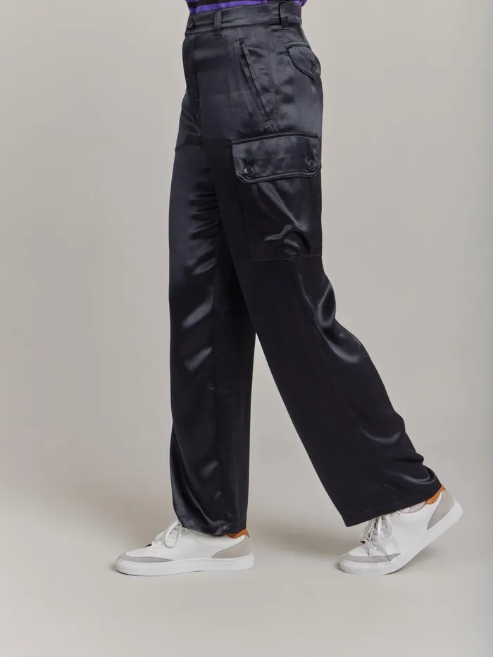 Women Agns B Trousers and Jeans Black Satin Combat Trousers