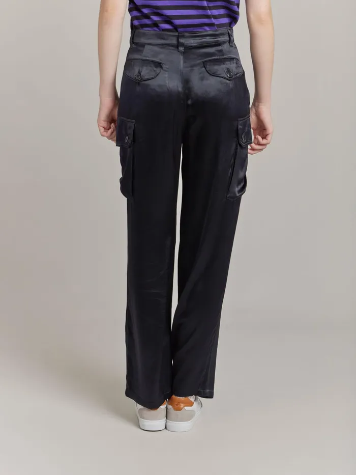 Women Agns B Trousers and Jeans Black Satin Combat Trousers