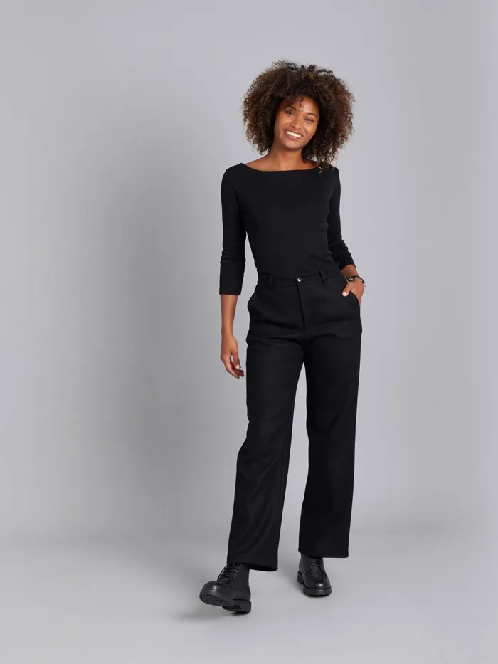 Women Agns B Trousers and Jeans Black Wool Glen Trousers