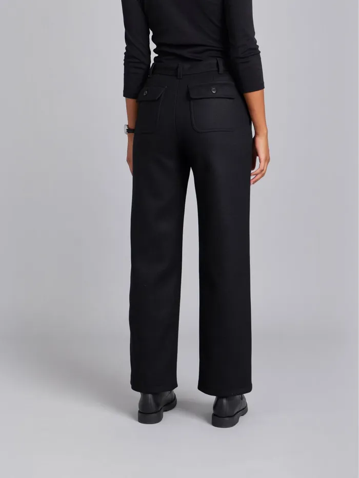 Women Agns B Trousers and Jeans Black Wool Glen Trousers