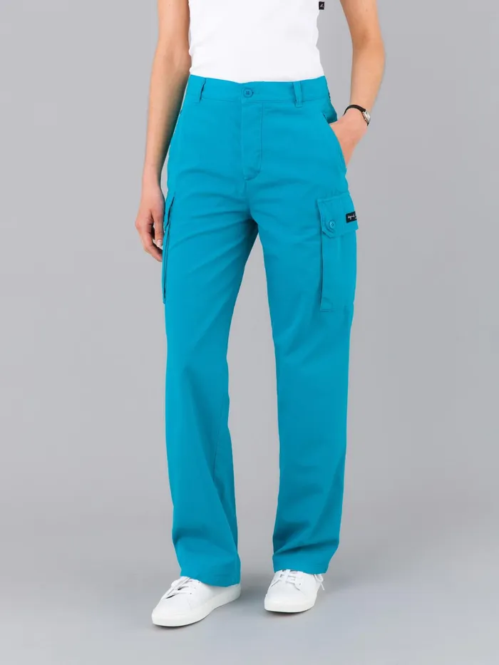 Women Agns B Trousers and Jeans Blue Cotton Canvas Treillis Trousers