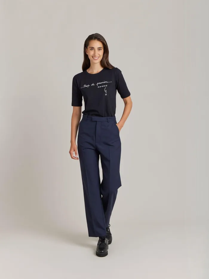 Women Agns B Trousers and Jeans Blue Wool Canvas Ameline Trousers