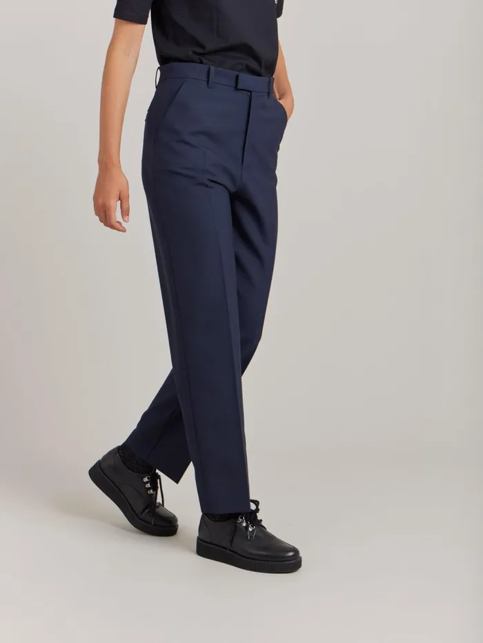 Women Agns B Trousers and Jeans Blue Wool Canvas Ameline Trousers