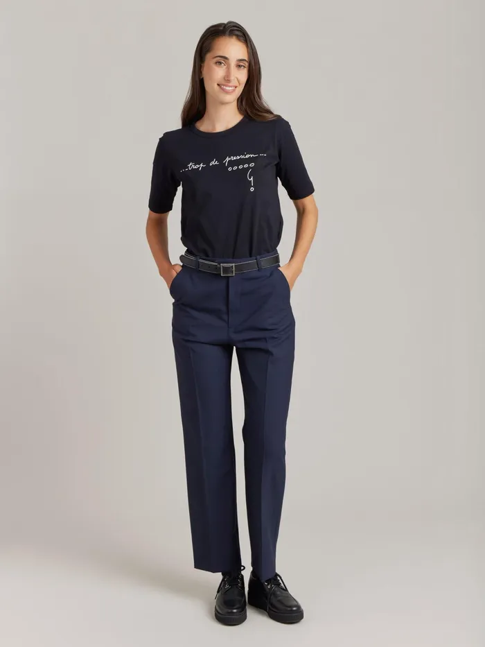 Women Agns B Trousers and Jeans Blue Wool Canvas Ameline Trousers