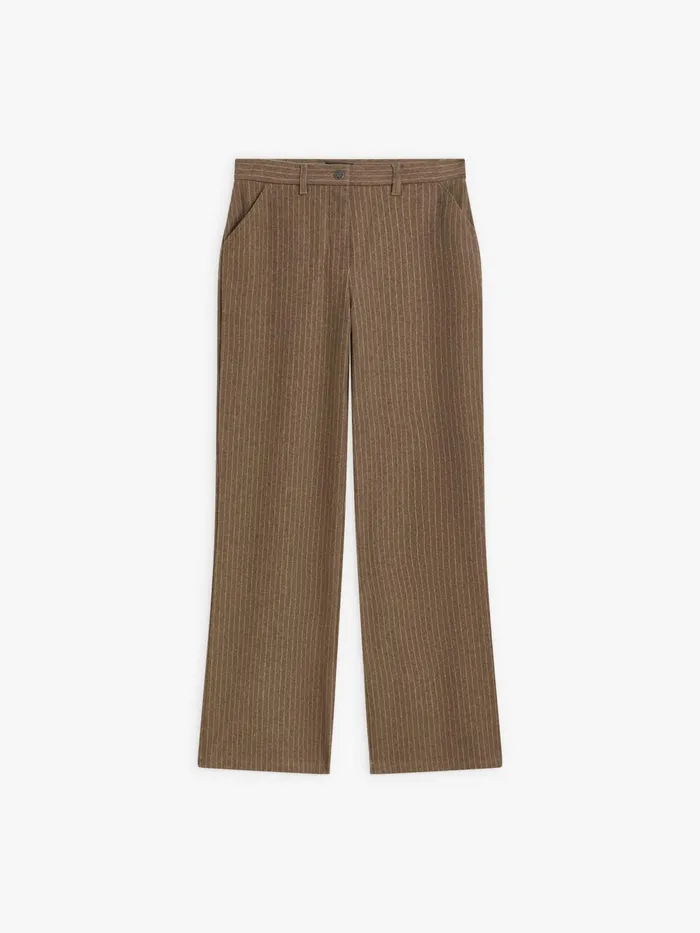 Women Agns B Trousers and Jeans Brown Polisson Pants In Striped Cotton Twill