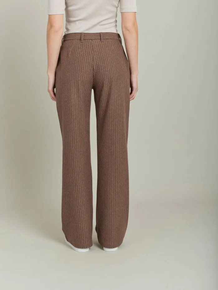 Women Agns B Trousers and Jeans Brown Polisson Pants In Striped Cotton Twill