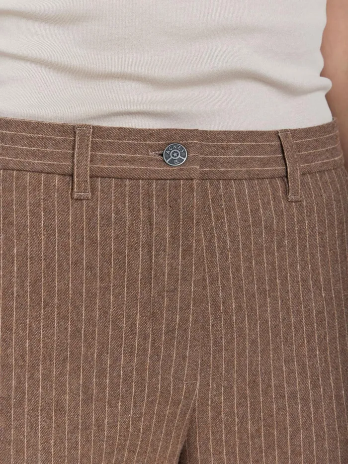 Women Agns B Trousers and Jeans Brown Polisson Pants In Striped Cotton Twill