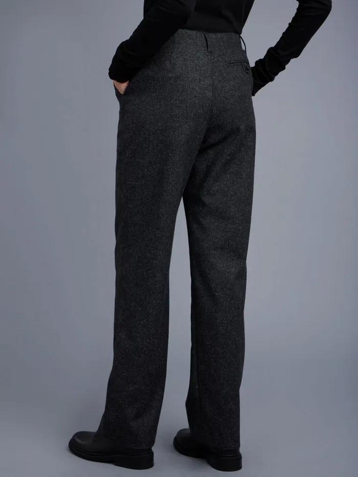 Women Agns B Trousers and Jeans Grey Woollen Tweed Highwaisted Trousers