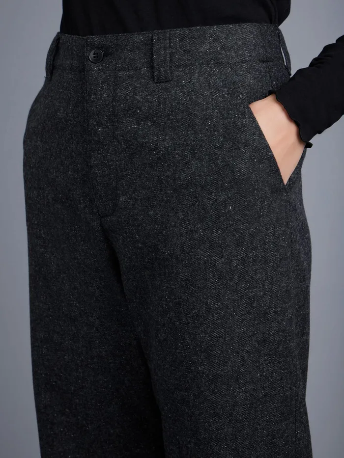 Women Agns B Trousers and Jeans Grey Woollen Tweed Highwaisted Trousers