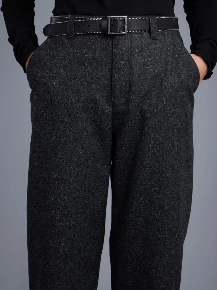 Women Agns B Trousers and Jeans Grey Woollen Tweed Highwaisted Trousers