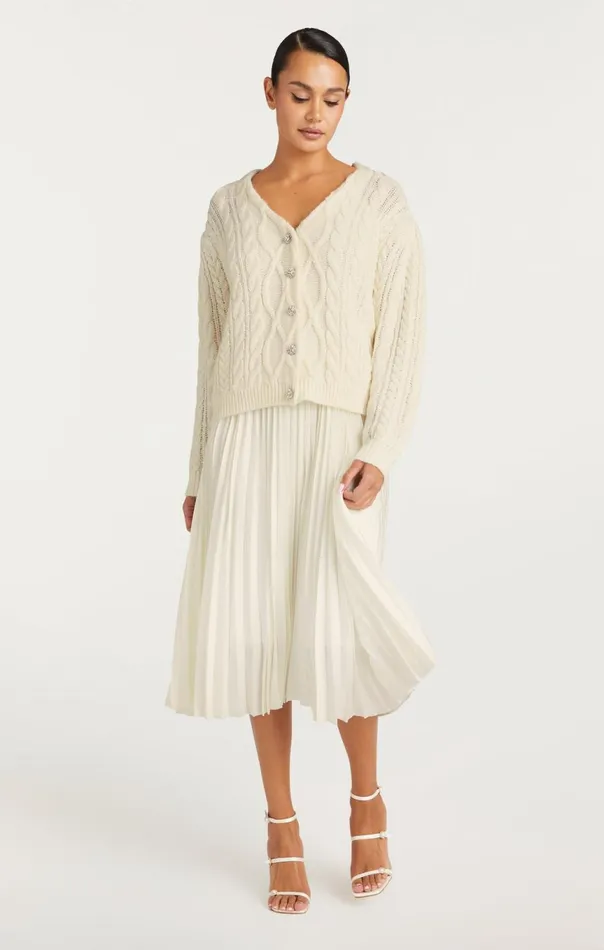 Women Amandine Cardigan Dress Ivory Cinq Sept Sweaters and Knits