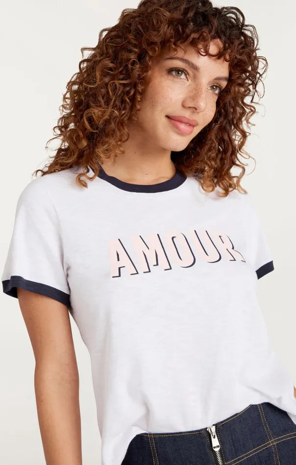 Women Amour Ringer Tee White Cinq Sept Tees