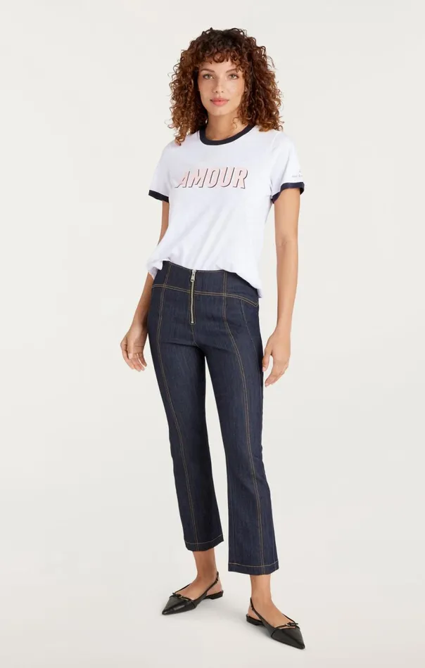 Women Amour Ringer Tee White Cinq Sept Tees